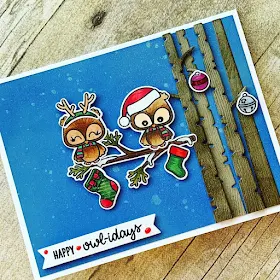 Sunny Studio Stamps: Happy Owlidays Rustic Winter Customer Card by Leeann Leonard