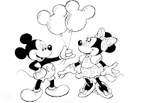 Mickey y minnie con globos para pintar