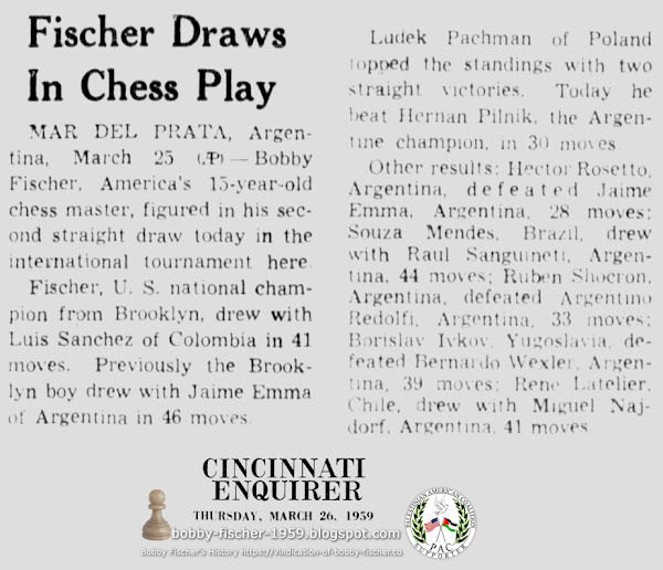 Bobby Fischer Draws in Chess Play