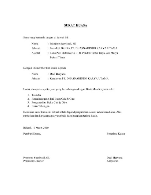 Contoh Surat Kuasa Pengambilan Uang Di Bank  Inilah  Contoh Surat Kuasa Pengambilan Uang Di Bank ( BCA, BNI, Mandiri, Bri ) Lengkap