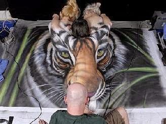 Body paint tiger art donated to save China's tigers   Related news