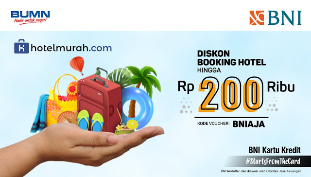 #BankBNI - #Promo Diskon Booking Hotel s.d 200K di Hotelmurah.com (s.d 15 Feb 2019)