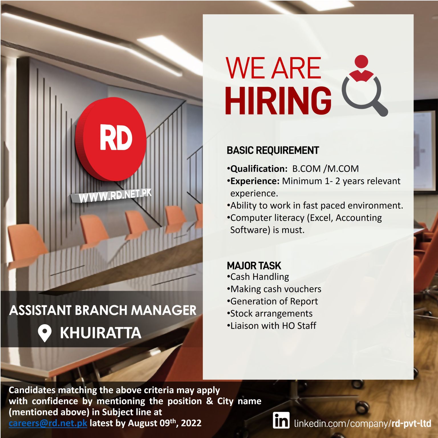 RD Ruba Digital Pvt Ltd Jobs Assistant Branch Manager