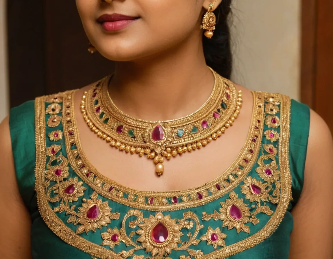 Simple Aari Work Blouse Neck Designs