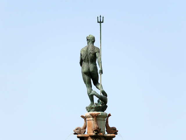 Detail of the Fountain of Neptune, Piazza Giuseppe Emanuele Modigliani, Livorno 