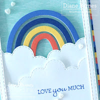 Handmade rainbow love you card made with Stampin Up supplies. Brilliant Rainbow dies, Basic Borders dies, Stitched Rectangle dies. Card by Diane Barnes - Independent Demonstrator in Sydney Australia - Stampinupcards - colourmehappy - die cutting - cardmaking