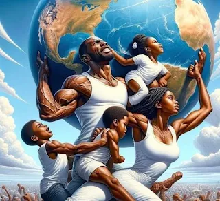 strong black family carrying the world on their shoulders