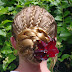 Mini-cornrow braids with a big braided bun