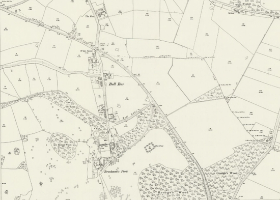 Detail of the 1898 OS map of the Bell Bar area