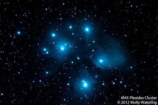 Photo of the Pleiades Cluster, also known as the Seven Sisters.