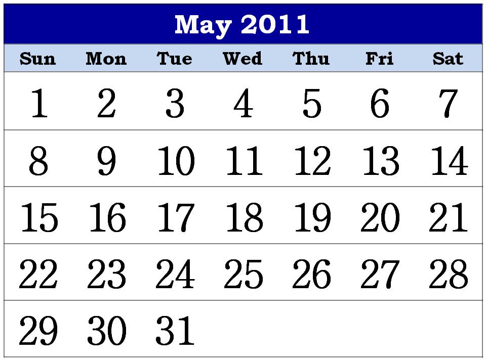 calendar 2011 may. Free Printable Calendar 2011