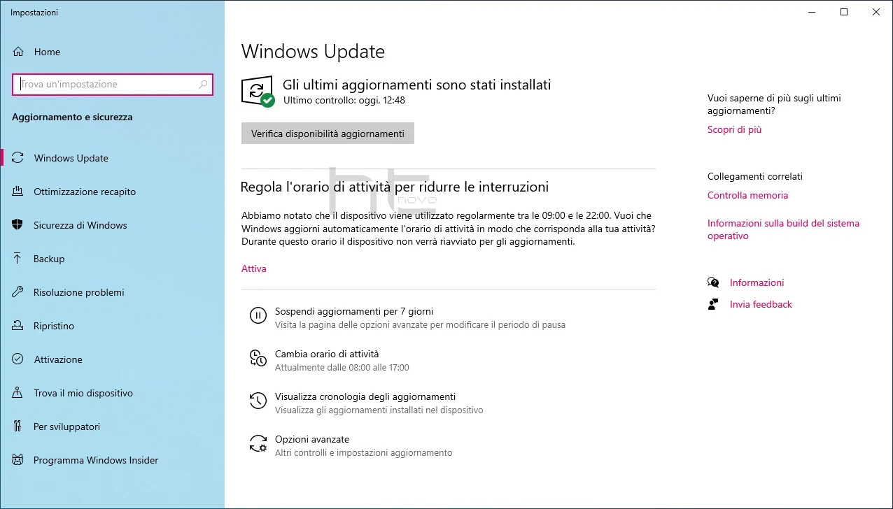 Regola l'orario di attività abilitato in Windows 10 versione 2004