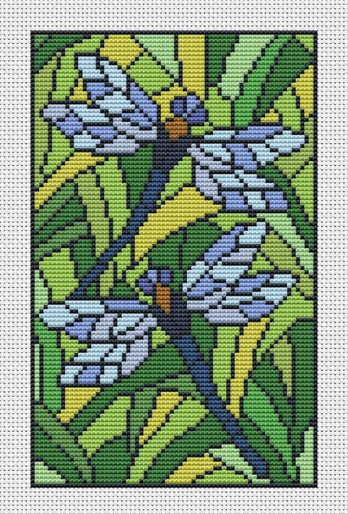 Stained Glass Dragonfly - Free Cross Stitch Pattern