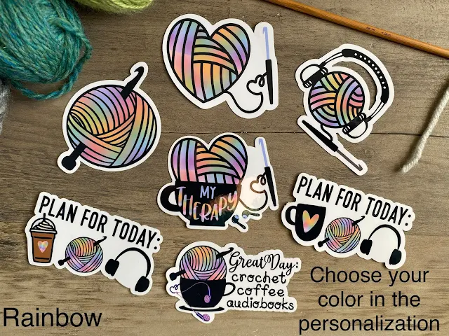 color personalized crochet stickers