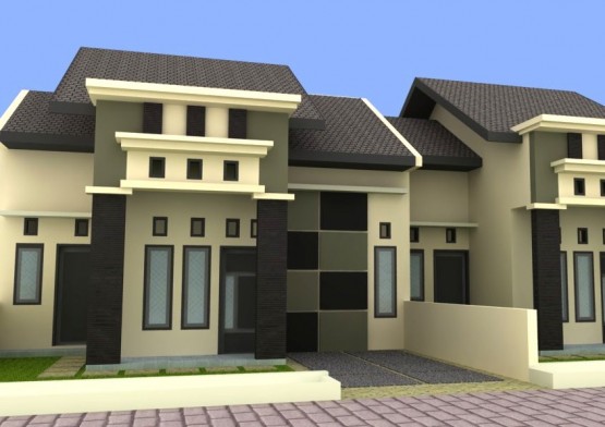   Warna cat eksterior rumah kombinasi krem dan hitam - Desain minimalis 