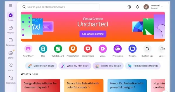 Canva interface creating stunning graphic design projects step-by-step in 2025