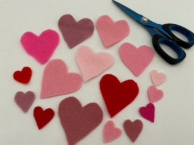 Felt heart cut outs for Valentine's Day craft