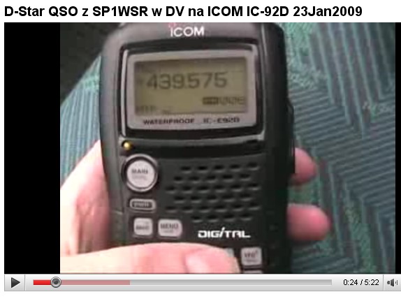 D-Star (DV) QSO SQ1BHQ/M<>SP1WSR/P 23 Stycznia 2009