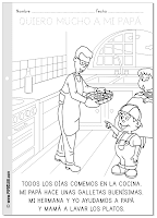 Día del Padre - Ficha para colorear y leer - Cocinando