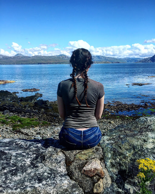 Looking over the sea from Armadale, the Isle of Skye, Scotland