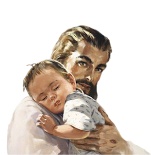 Jesús cargando un bebé en png para edición de imágenes
