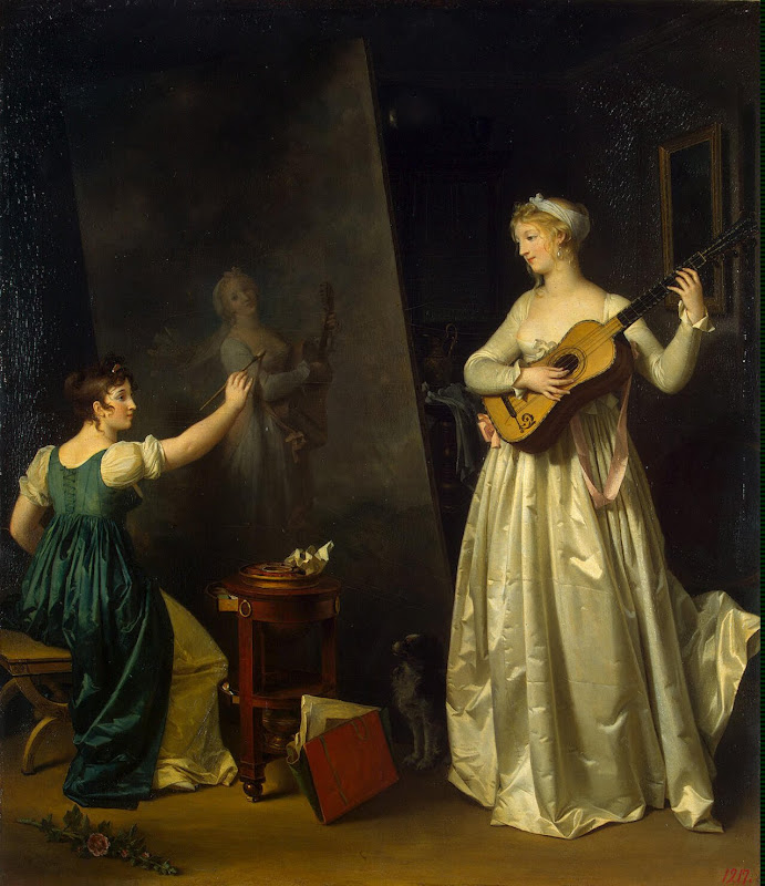 Artist Painting a Portrait of a Musician by Marguerite Gerard - Genre Paintings from Hermitage Museum