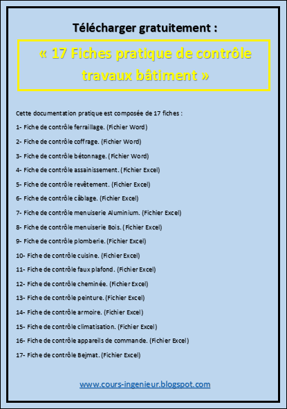Télécharger gratuitement  « 17 Fiches pratique de contrôle travaux bâtiment »