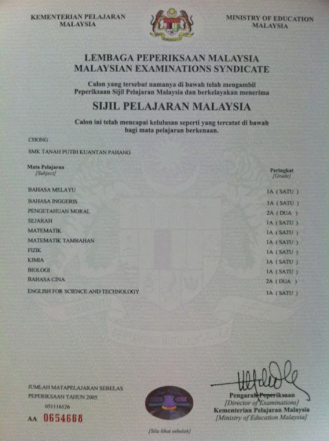 Original Sijil STPM/SPM Certificate