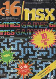 C16/MSX Games 6 - Settembre 1986 | PDF HQ | Mensile | Videogiochi | Commodore
Forse una delle poche riviste riviste in Italia a dedicarsi attivamente al supporto del Commodore 16 e del Plus 4; conteneva un mix fra giochi commerciali, oppurtunamente modificati, e programmi originali creati da autori italiani e stranieri.