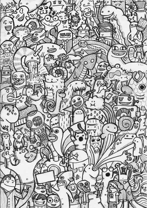 12 Contoh Gambar Doodle Art Monster Keren - GRAFIS - MEDIA
