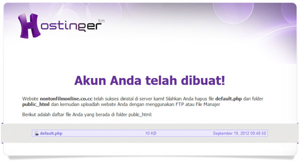 idhostinger siap digunakan