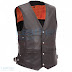 Leather Biker Vest with Deep Front Pockets