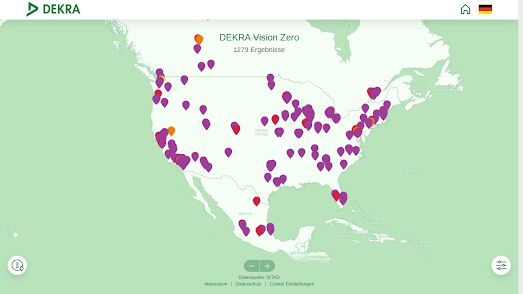 map of the United States showing those cities which have achieved Vision Zero in at least one year since 2009