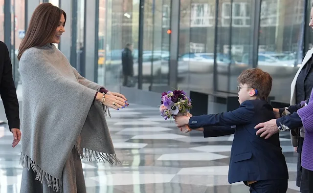Queen Mary attended an event on the occasion of World Rare Diseases Day 2024. The Queen wore a gray cashmere cape