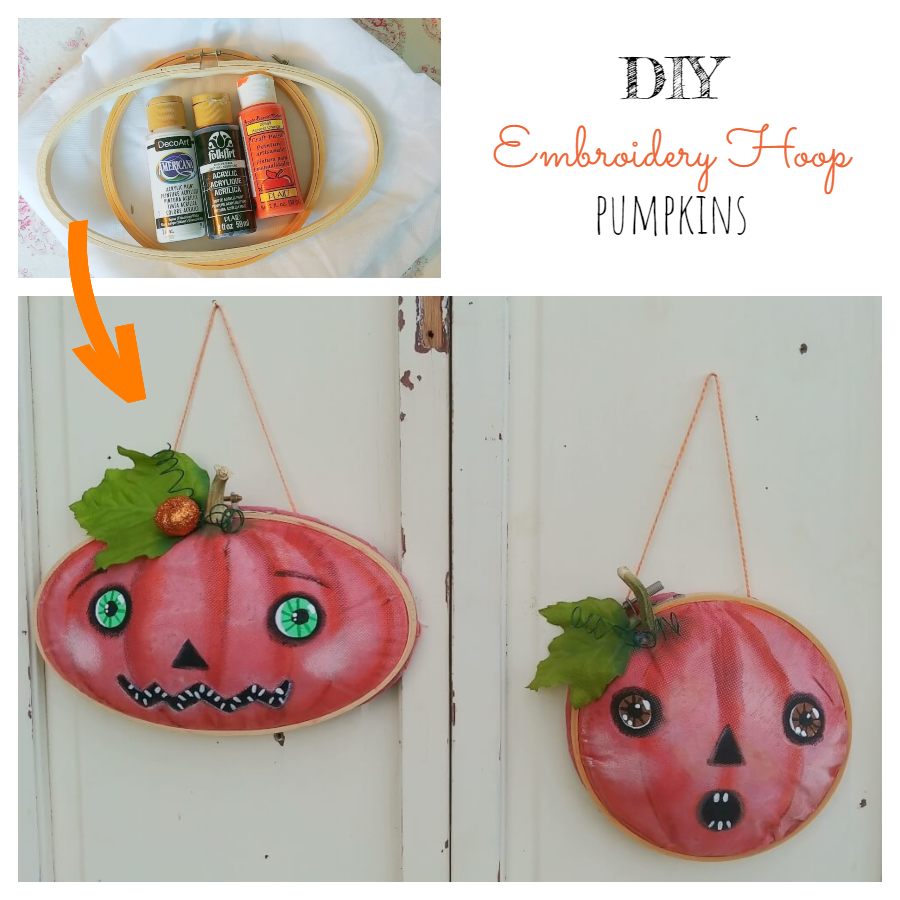 DIY Embroidery Hoop Pumpkins - 7 Days of Thrift Shop Flips