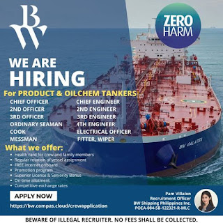 job vacancy at product tanker vessel