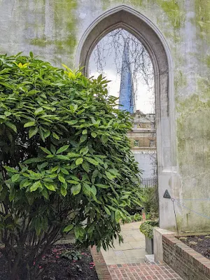 View of the Shard from St. Dunstan's Public Gardens near Tower Bridge