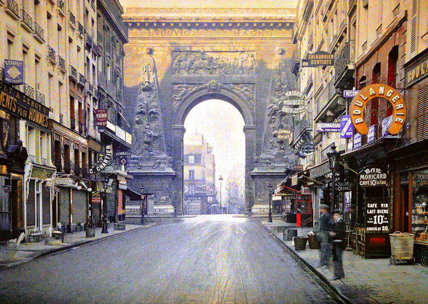 40 Old Color Pictures Show Our World A Century Ago - Porte Saint Denis, Paris, 1914