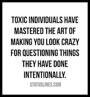 Toxic individuals have mastered the art of making you look crazy for questioning things they have done intentionally.