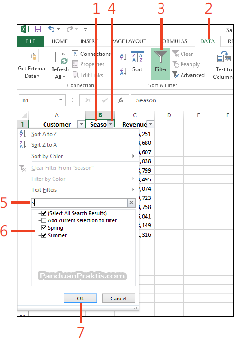 Cara Memfilter Data Menggunakan Filter Pencarian Di Excel 2013