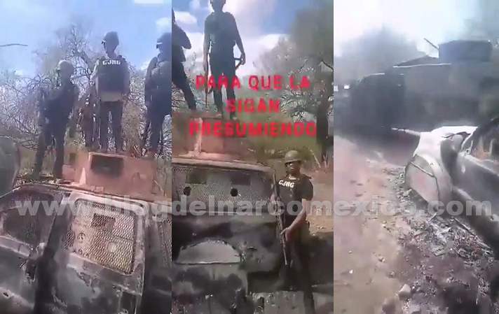 Video: Sicarios del CJNG celebran haber quemado monstruo blindado de Carteles Unidos y se enfrentan a Policías en venganza por la muerte de "El Raya"