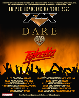 FM + Dare + Tyketto May 2023 UK tour dates poster