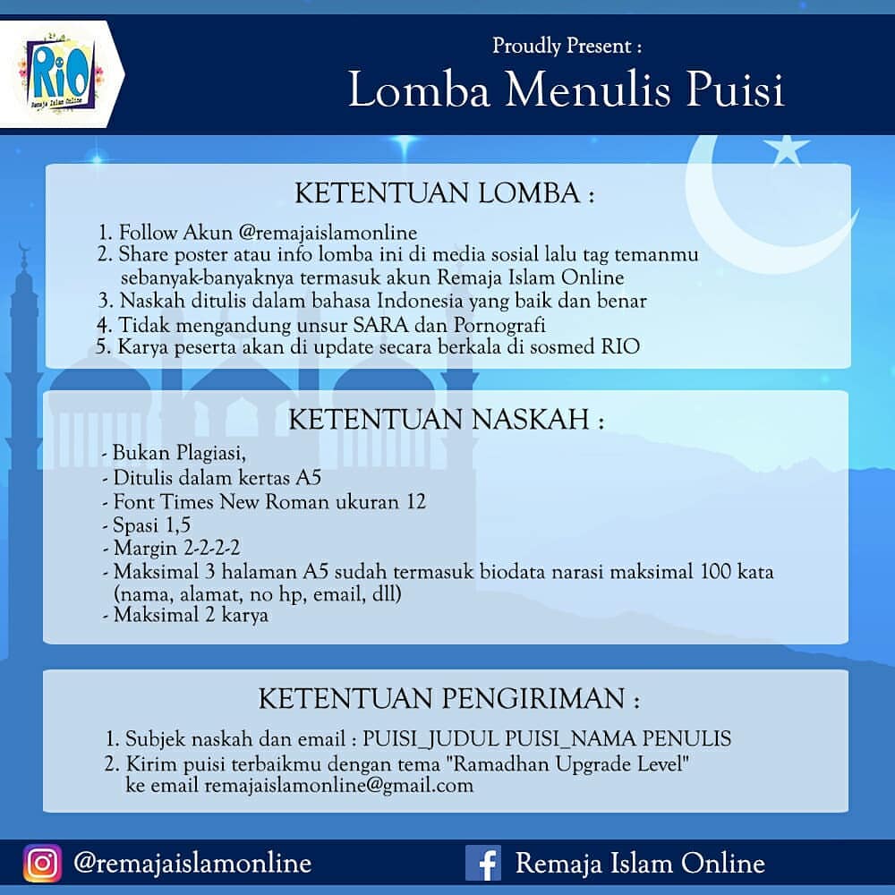 Lomba Menulis Puisi Ramadhan Deadline 30 Mei 2019 Info Lomba