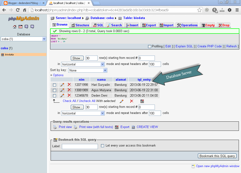 Contoh Database Menggunakan Xampp - Contoh Suap