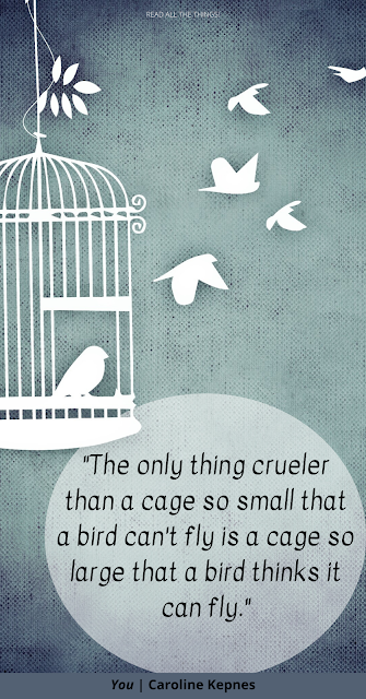 A drawing of a white bird cage on a gray background. White birds are flying out of the cage.