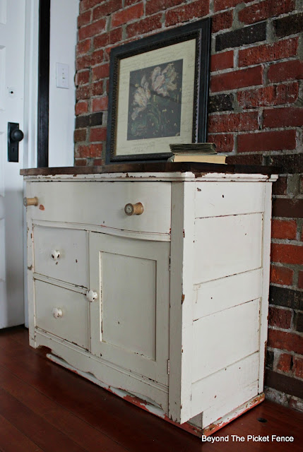 commode, dresser, upcycle, reclaimed wood, old spool, antique, http://bec4-beyondthepicketfence.blogspot.com/2016/03/charming-commode.html