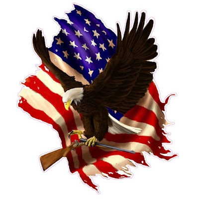 Baring Arms American Flag Eagle Decal 5"