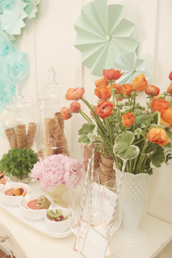 Gelato Bridal Shower Dessert Table and Pale Colour Palette in the Home