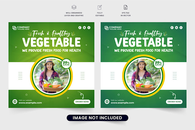 Healthy food promotion template vector free download