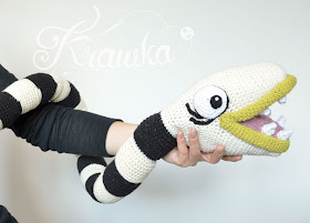 Krawka: Nightmare the creepy cute Halloween snake crochet pattern by Krawka -Beetlejuice sandworm inspired, 